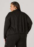 Pleated High Neck Bomber Jacket