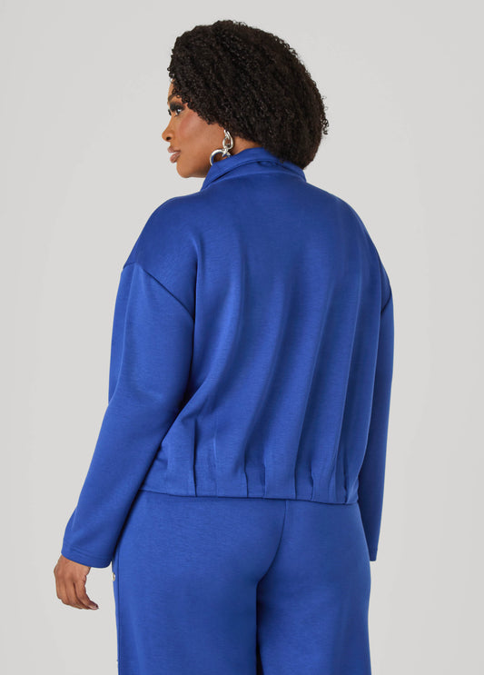 Pleated High Neck Bomber Jacket