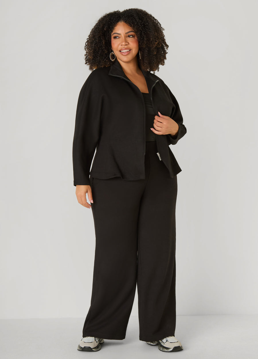 Plus Size Ribbed Luxe Soft Scuba Wide Leg Pants