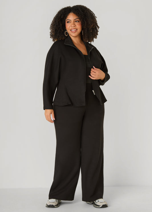 Ribbed Pull On Wide Leg Pants