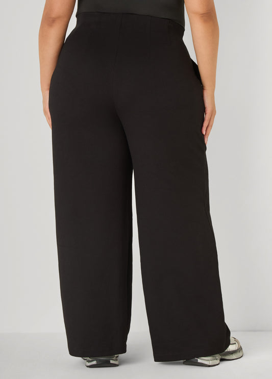 Ribbed Pull On Wide Leg Pants