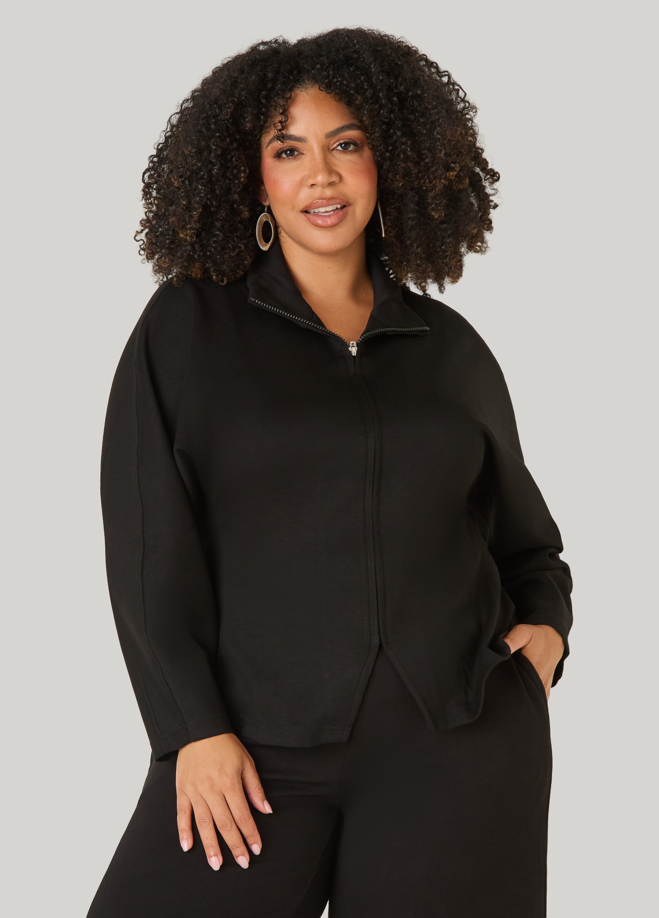Peplum Ribbed Paneled Jacket