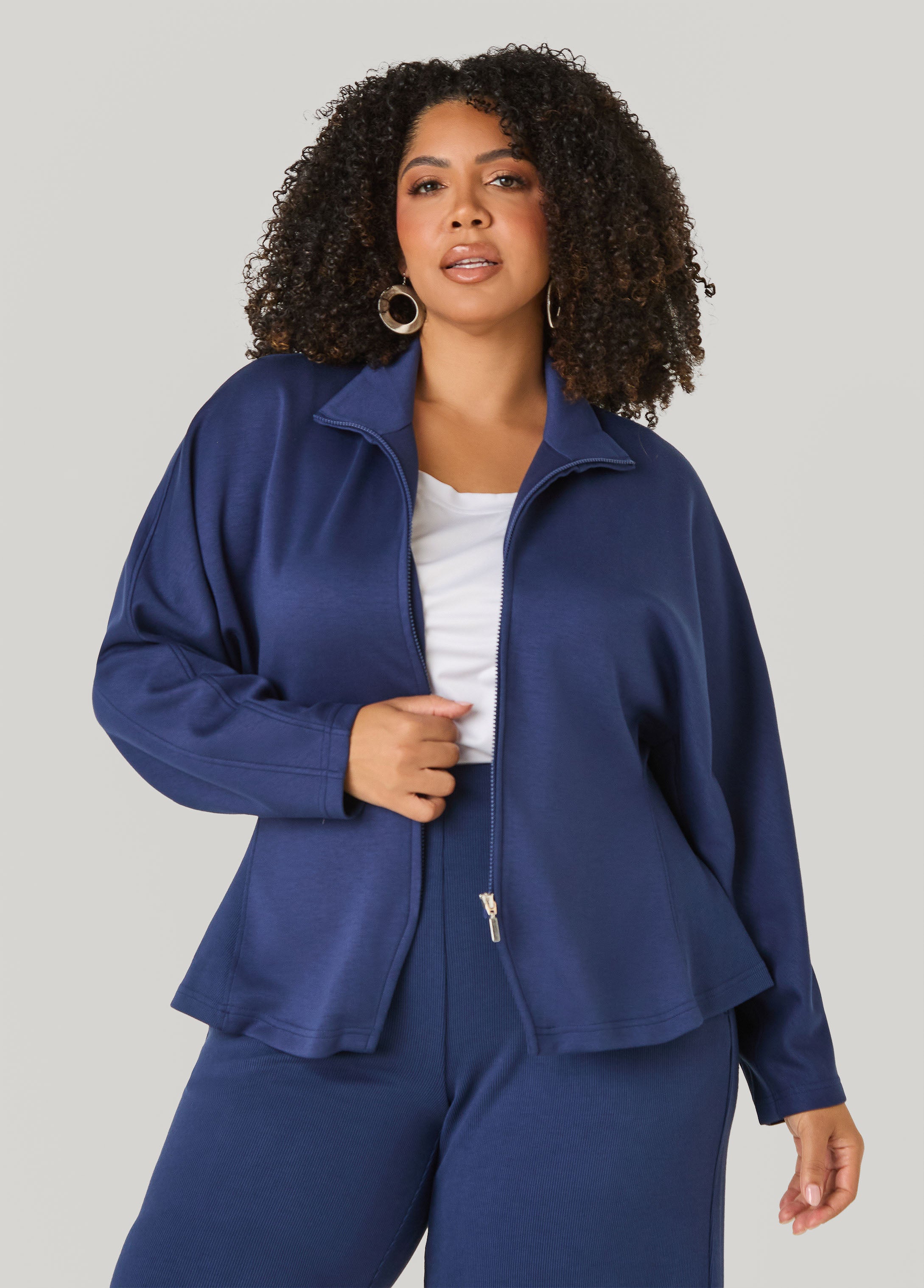 Ribbed Paneled Peplum Jacket