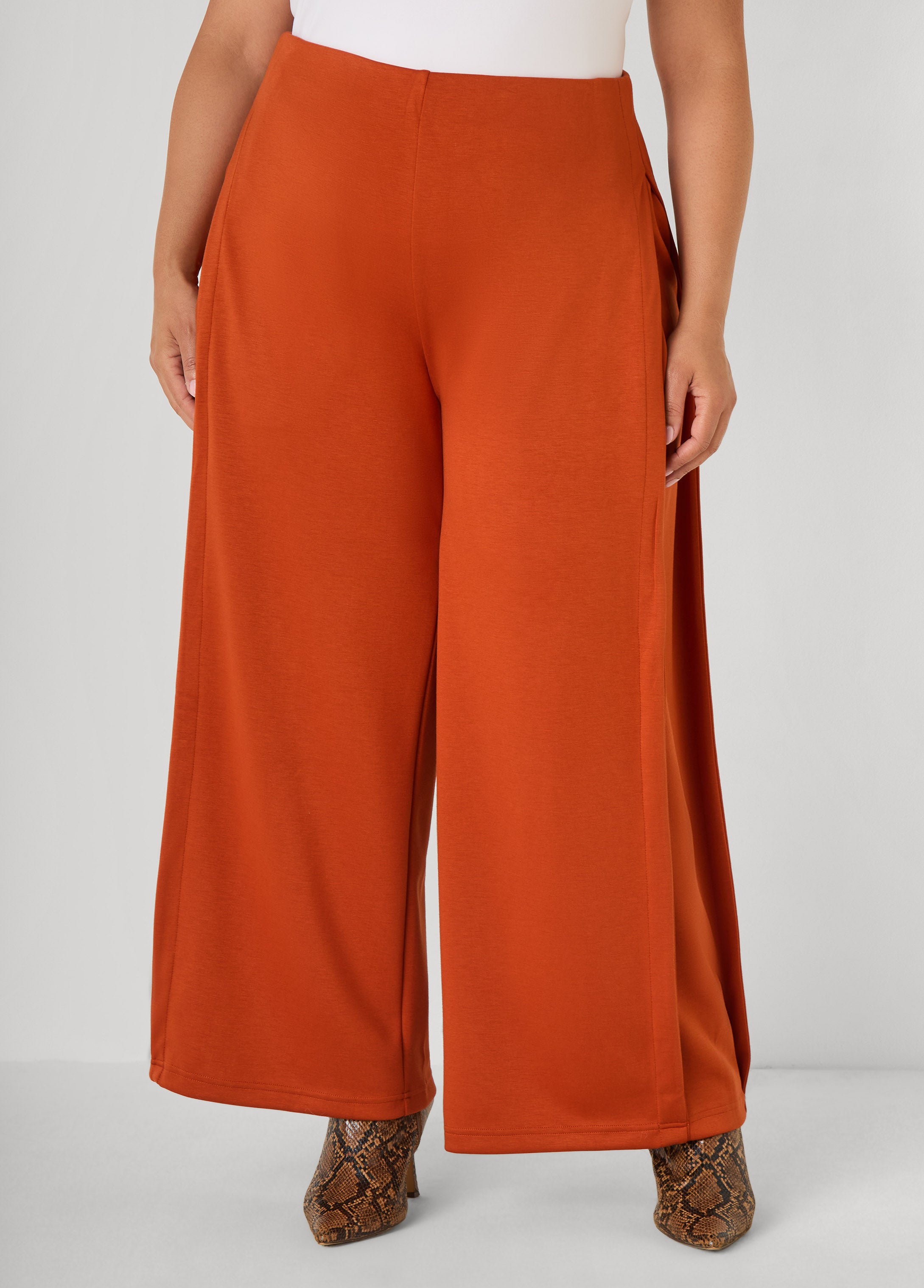 Pleated Ponte Wide Leg Pants