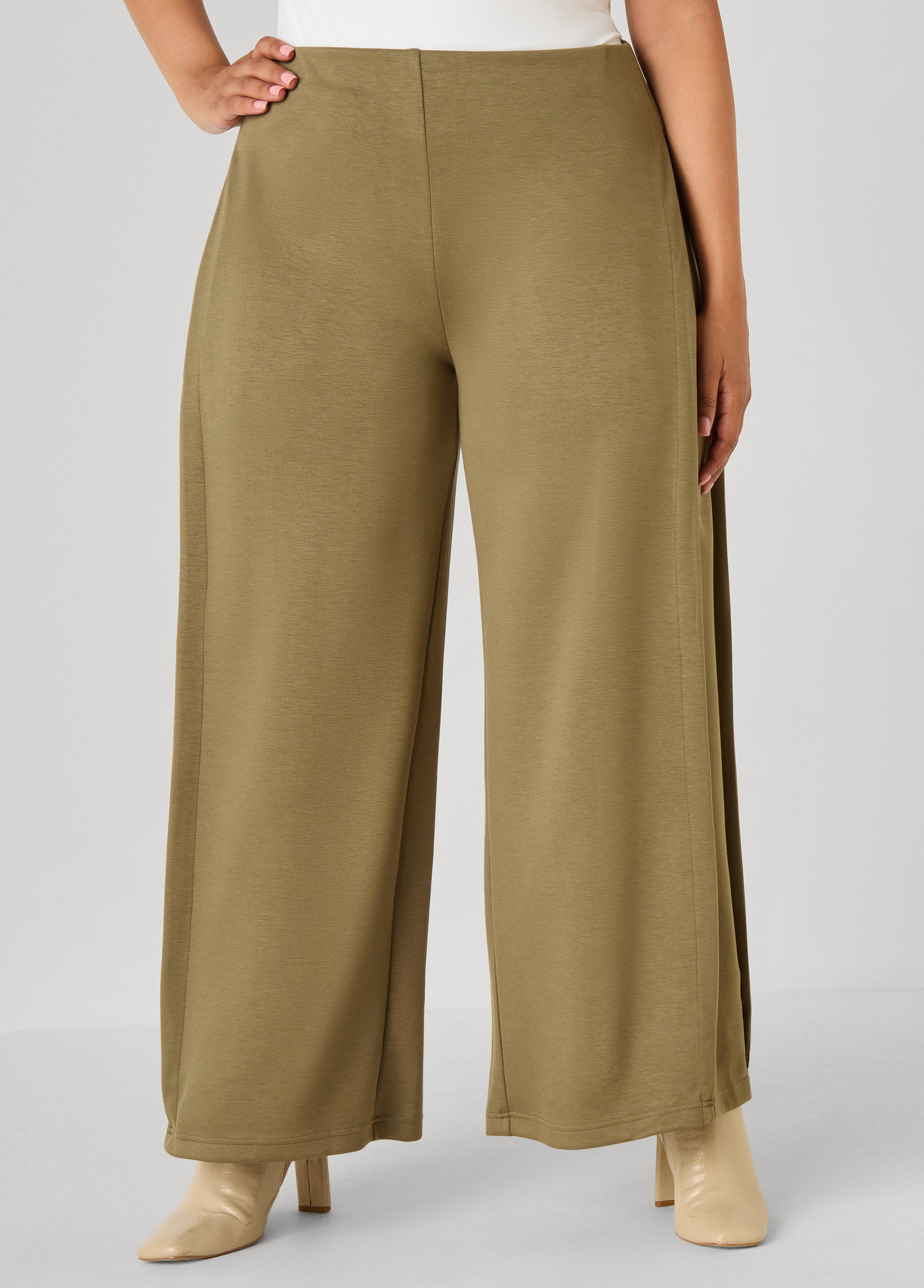 Pleated Ponte Wide Leg Pants