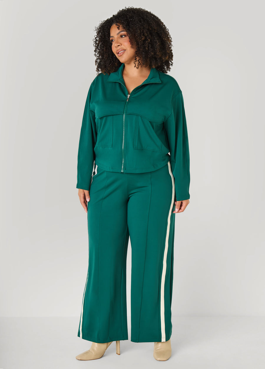 Plus Size Striped Wide Leg Track Pants