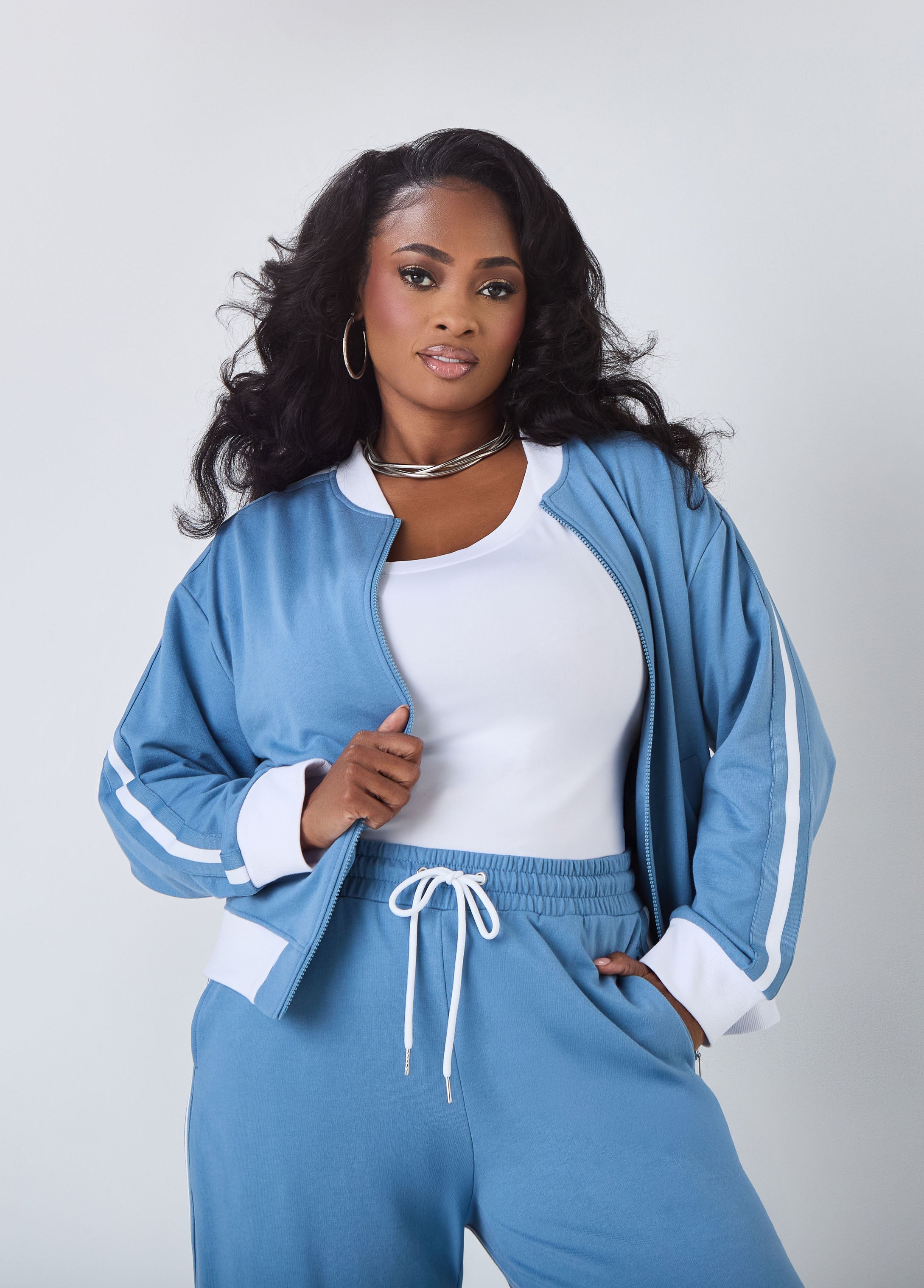Striped French Terry Track Jacket