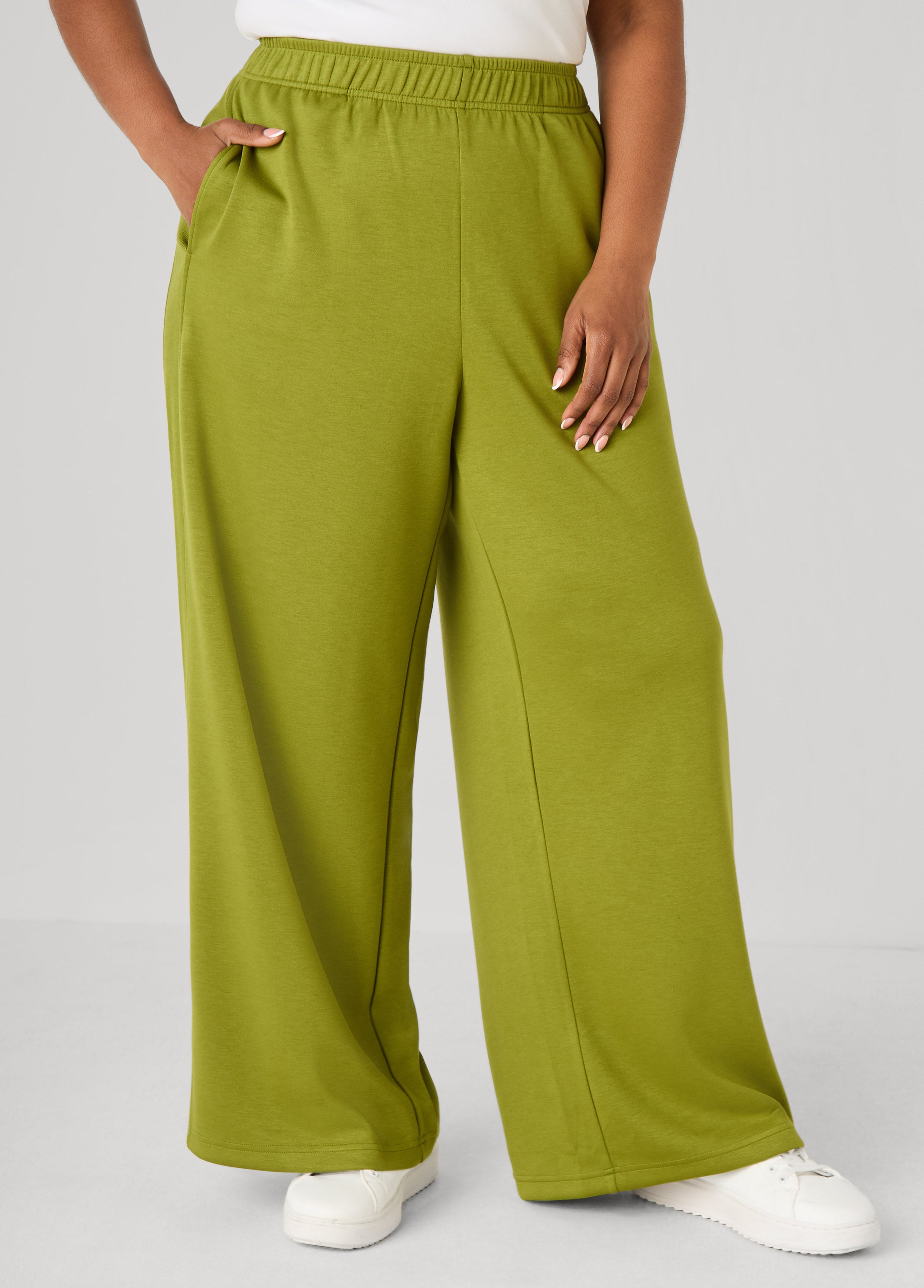 Ribbed Paneled Wide Leg Pants
