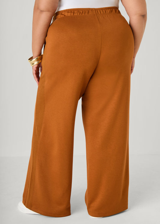Ribbed Panel Wide Leg Pants