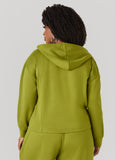 Zip Front Ribbed Panel Hoodie