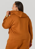 Ribbed Panel Zip Front Hoodie