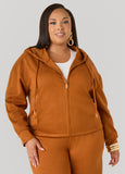 Ribbed Panel Zip Front Hoodie