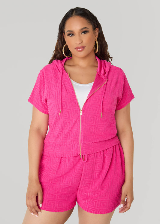 Jacquard Zip Front Hoodie