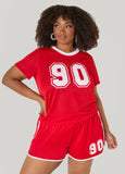 Graphic Print Mesh Jersey Tee