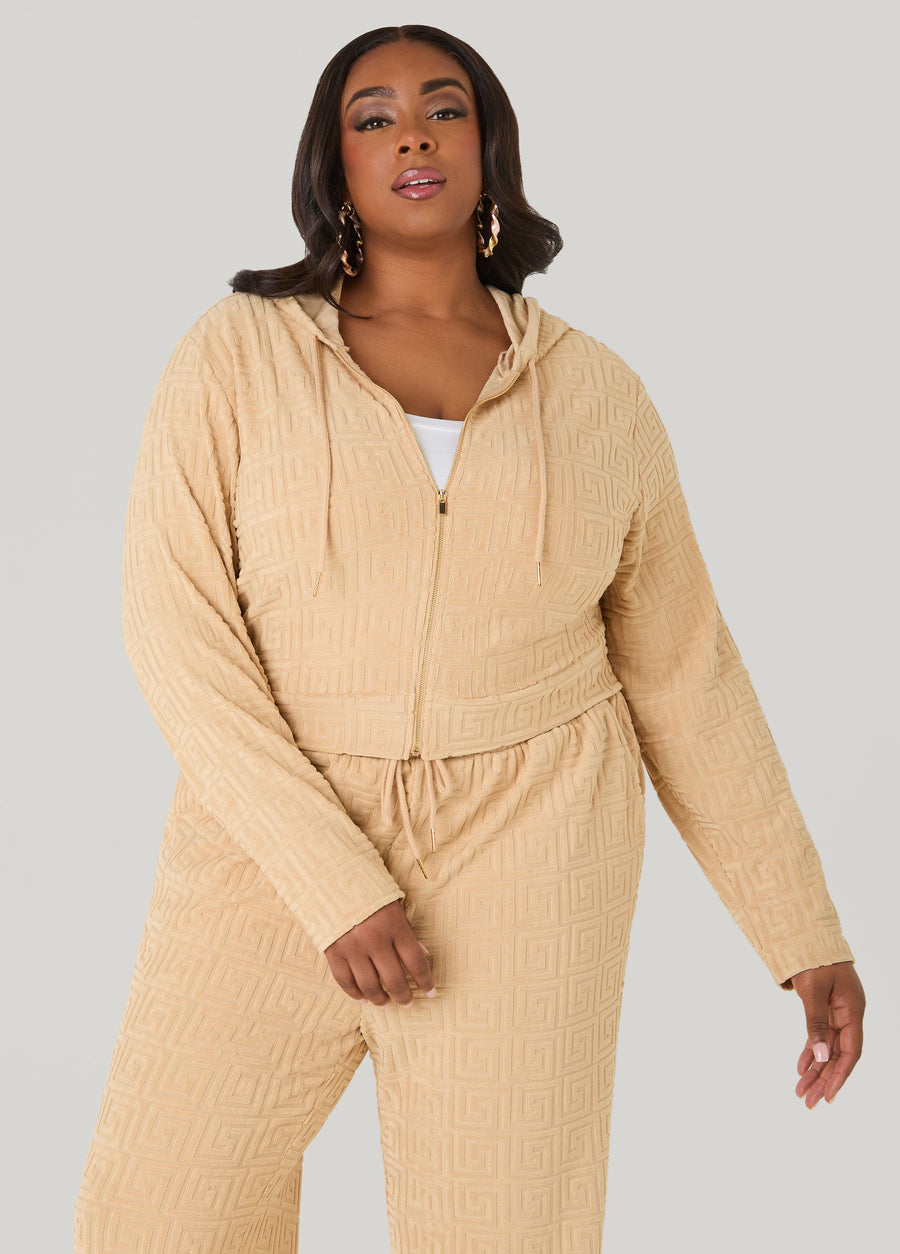 Plus Size Greek Key Track Jacket