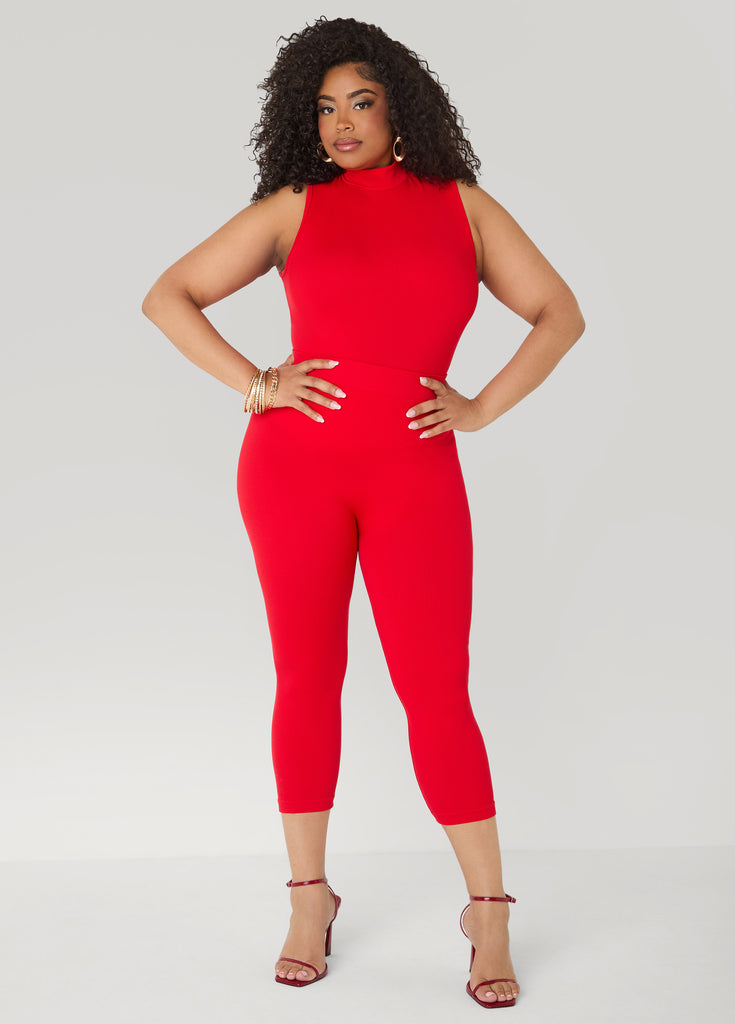 Ribbed Mock Neck Top And Capri Set – Ashley Stewart