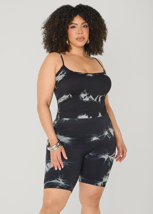 Tie Dyed Tank And Biker Shorts Set