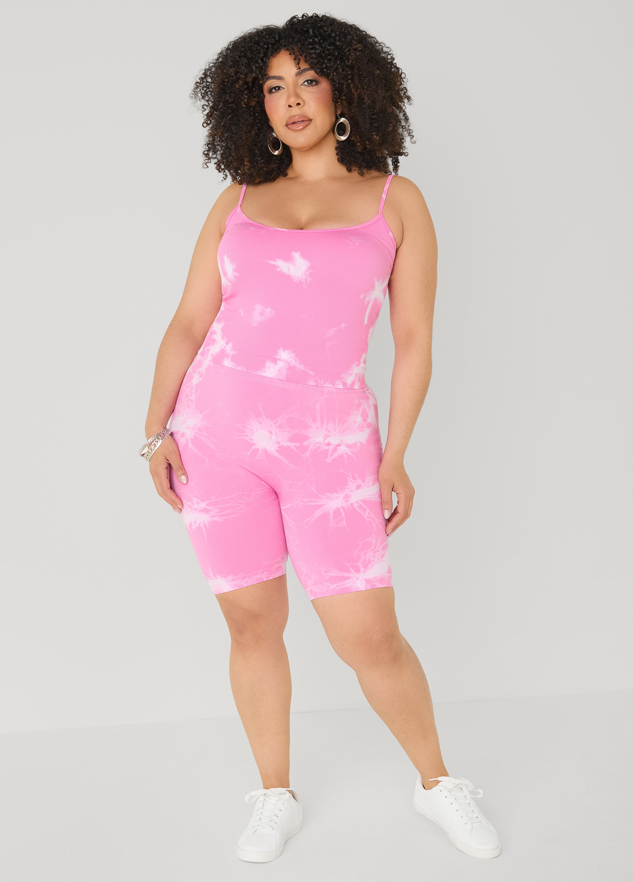 Tie Dyed Tank And Biker Shorts Set