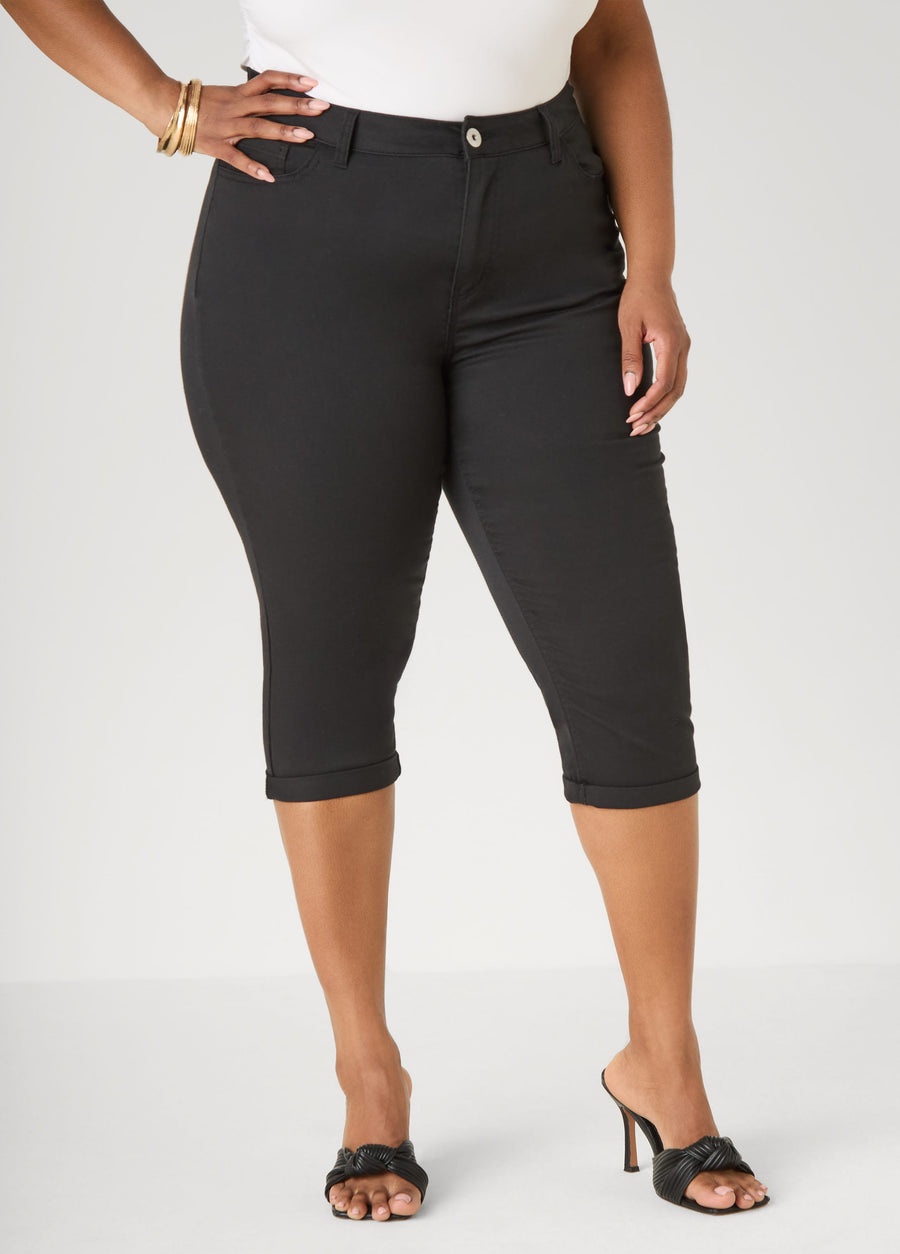Cuffed Denim Capris