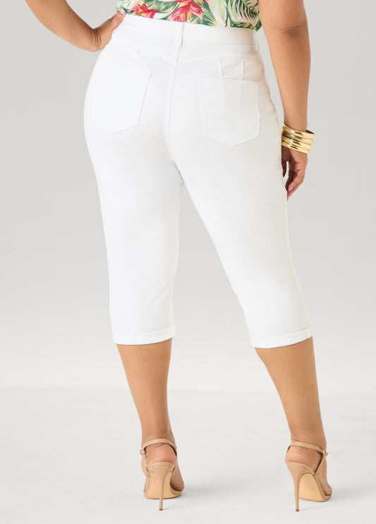 Cuffed Stretch Denim Capris