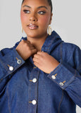 Button Front Denim Hoodie