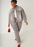 Cuffed Acid Wash Wide Leg Jeans
