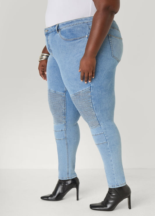 Ribbed Paneled Skinny Jeans
