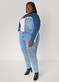 Plus Size Ribbed Paneled Skinny Jeans