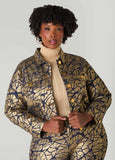 Plus Size Cropped Shatter Print Denim Jacket