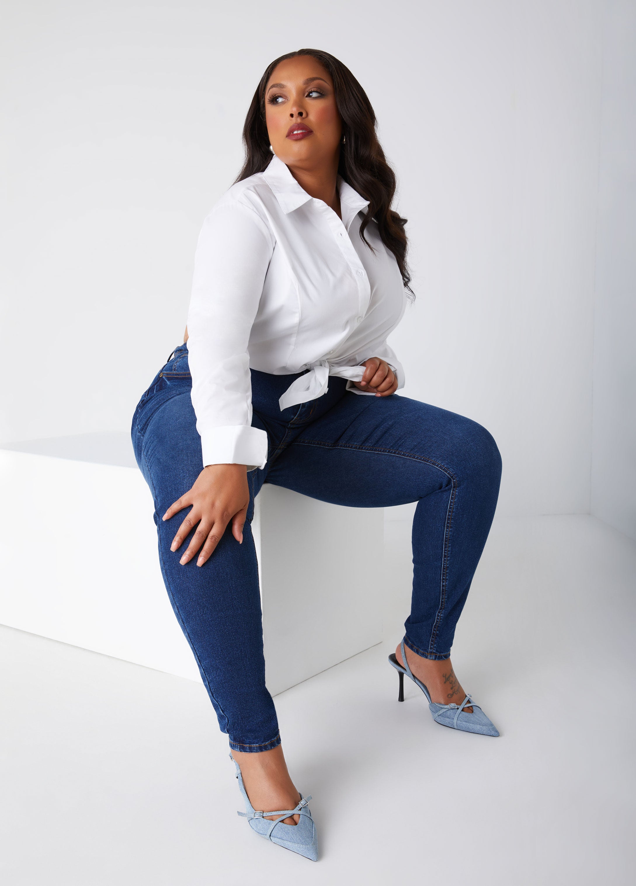 Plus Size Stretchy Skinny Jeans High Rise Shaping Skinny Jeans