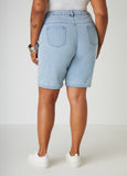 High Waist Denim Bermuda Shorts