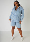 Plus Size High Waist Denim Bermuda Shorts