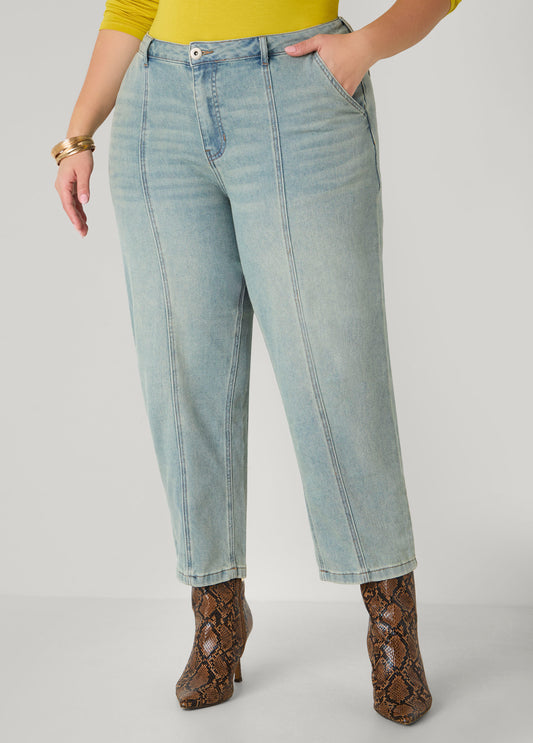 Seam Detailed Straight Leg Jeans