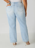 Mesh Paneled Distressed Jeans