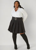 Pleated Denim Mini Skirt