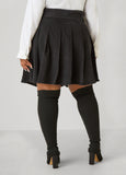 Pleated Denim Mini Skirt