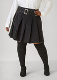 Pleated Denim Mini Skirt