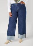 Cuffed Wide Leg Jeans
