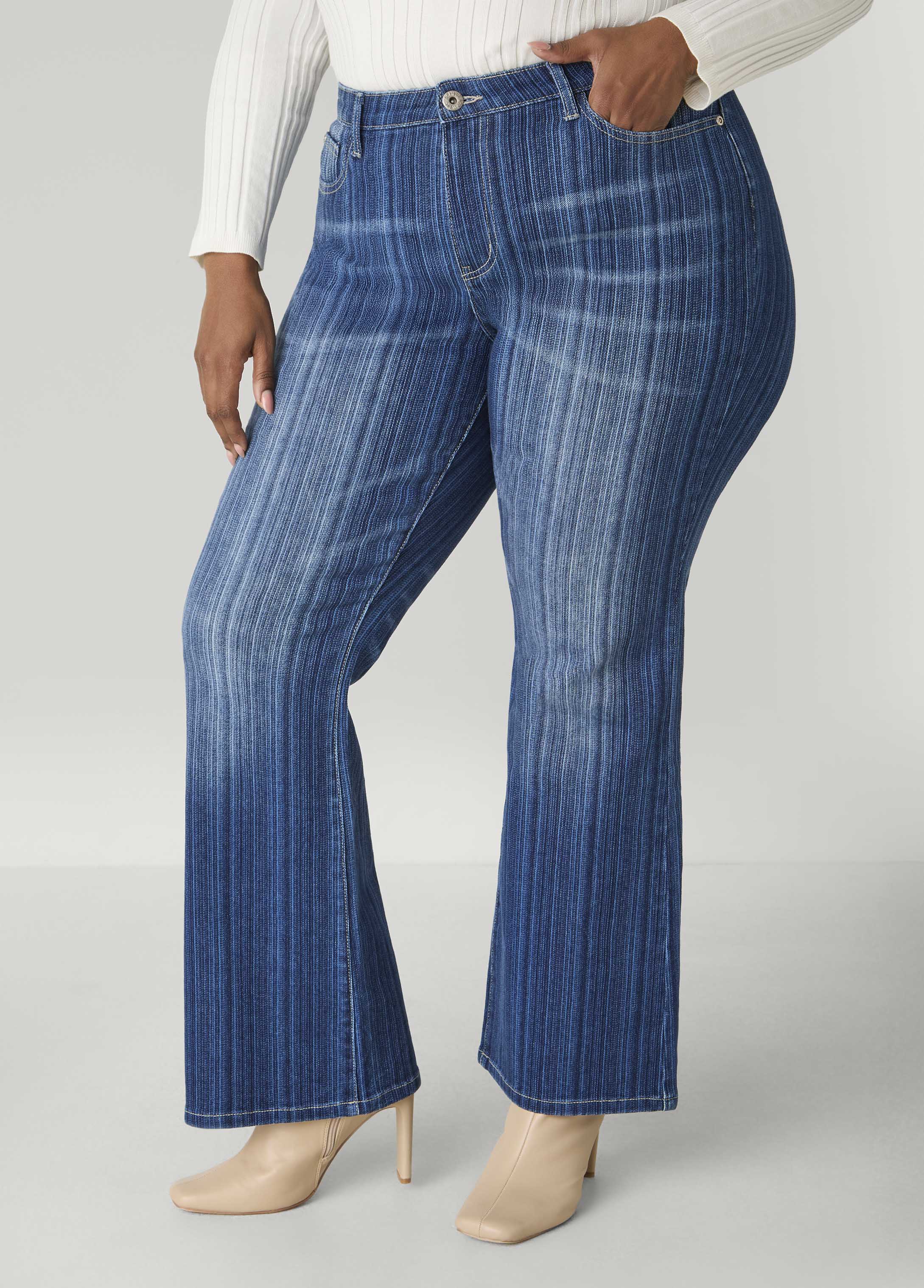 Plus Size Flared Jeans Flare Leg Bootcut Jeans High Waist Jeans
