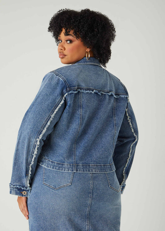Frayed Cropped Denim Jacket