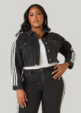 Striped Cropped Denim Jacket
