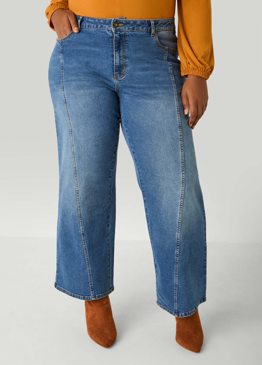 Seamed Wide Leg Jeans