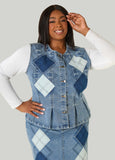 Patchwork Denim Peplum Vest
