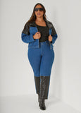 Faux Leather Paneled Skinny Jeans