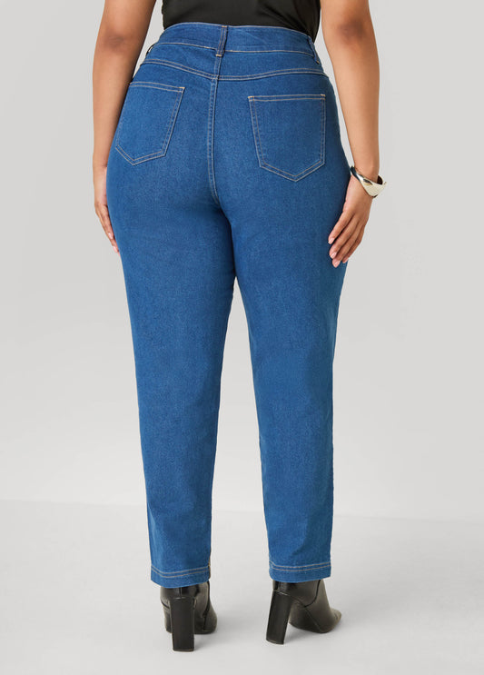 Faux Leather Paneled Skinny Jeans