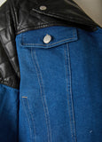 Faux Leather Paneled Denim Jacket