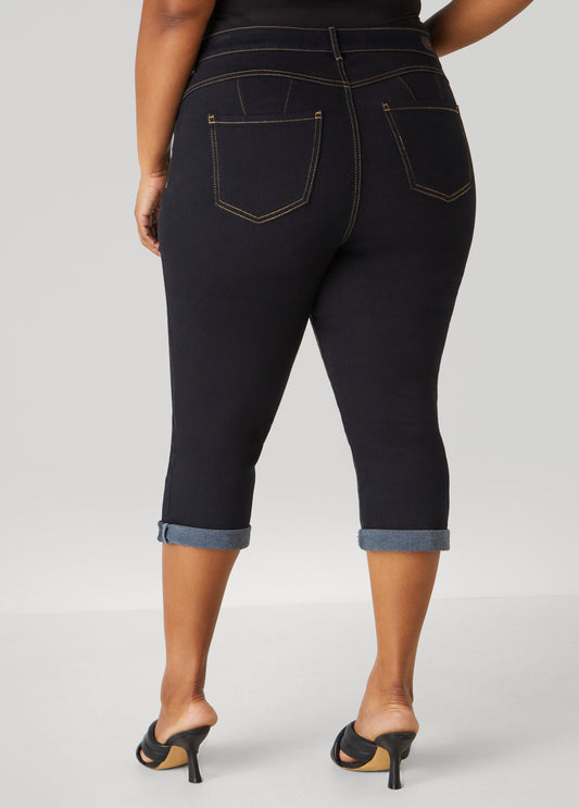 Cuffed Denim Capris