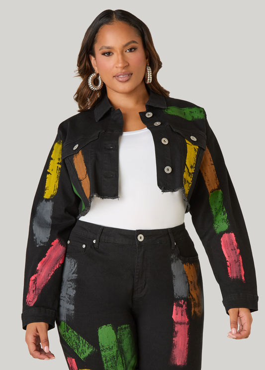 Painted Denim Crop Jacket