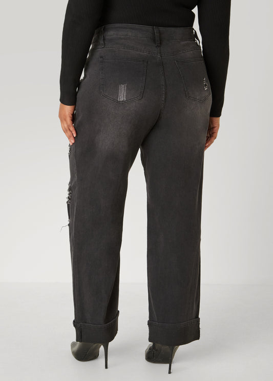 Distressed Straight Leg Jeans