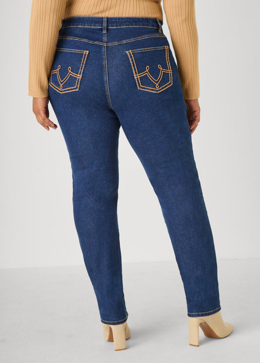 Stitch Detailed Skinny Jeans